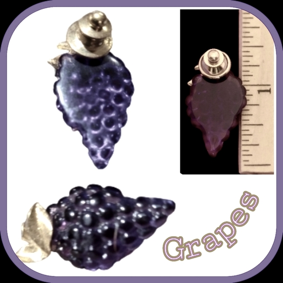 Vintage Mid Century Grape & Gold Leaf Pin by Avon - Picture 1 of 5